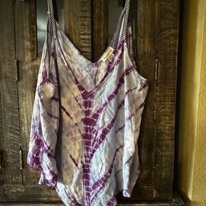 Romantic Gypsy Purple Tie-Dye Women's  Plus Size Flowy Tank Top 2X NWT